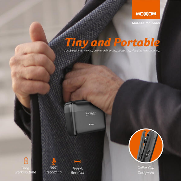 MOXOM MX-AX64 Dual Noise Reduction Wireless Microphone