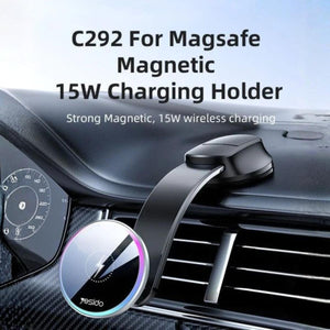 C292 360 Free Rotating LED Breathing Indicator Light Max 15W Fast Charging Wireless Phone Holder