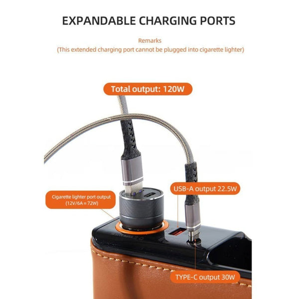 Premium Leather Car Storage &amp; Charger Organizer
