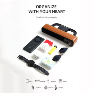 Premium Leather Car Storage &amp; Charger Organizer