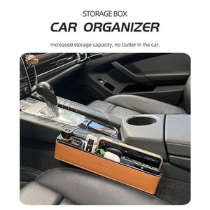 Premium Leather Car Storage &amp; Charger Organizer