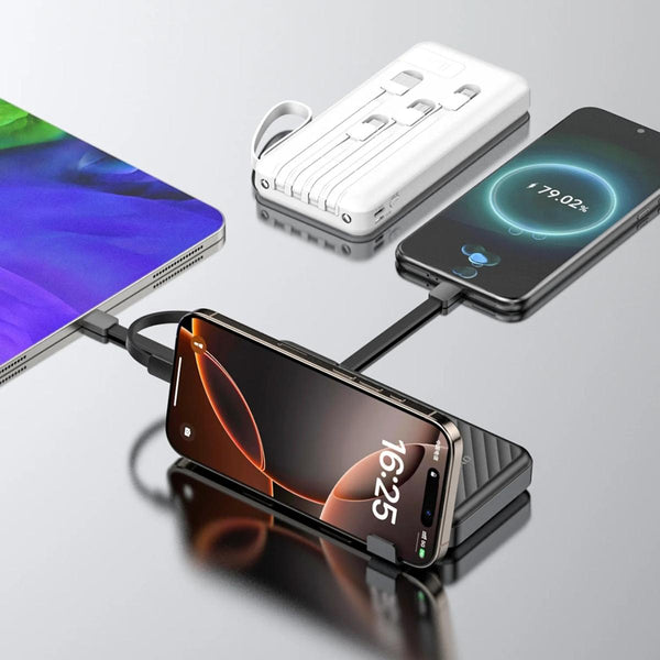 DUDAO K11Pro 20000mAh Power Bank with Built-in Cables & Phone Stand