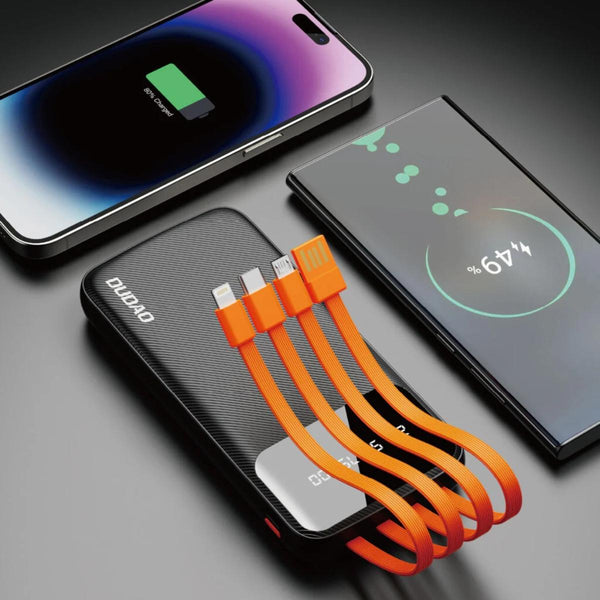 DUDAO K6Pro 10000mAh Power Bank with Built-in Cables