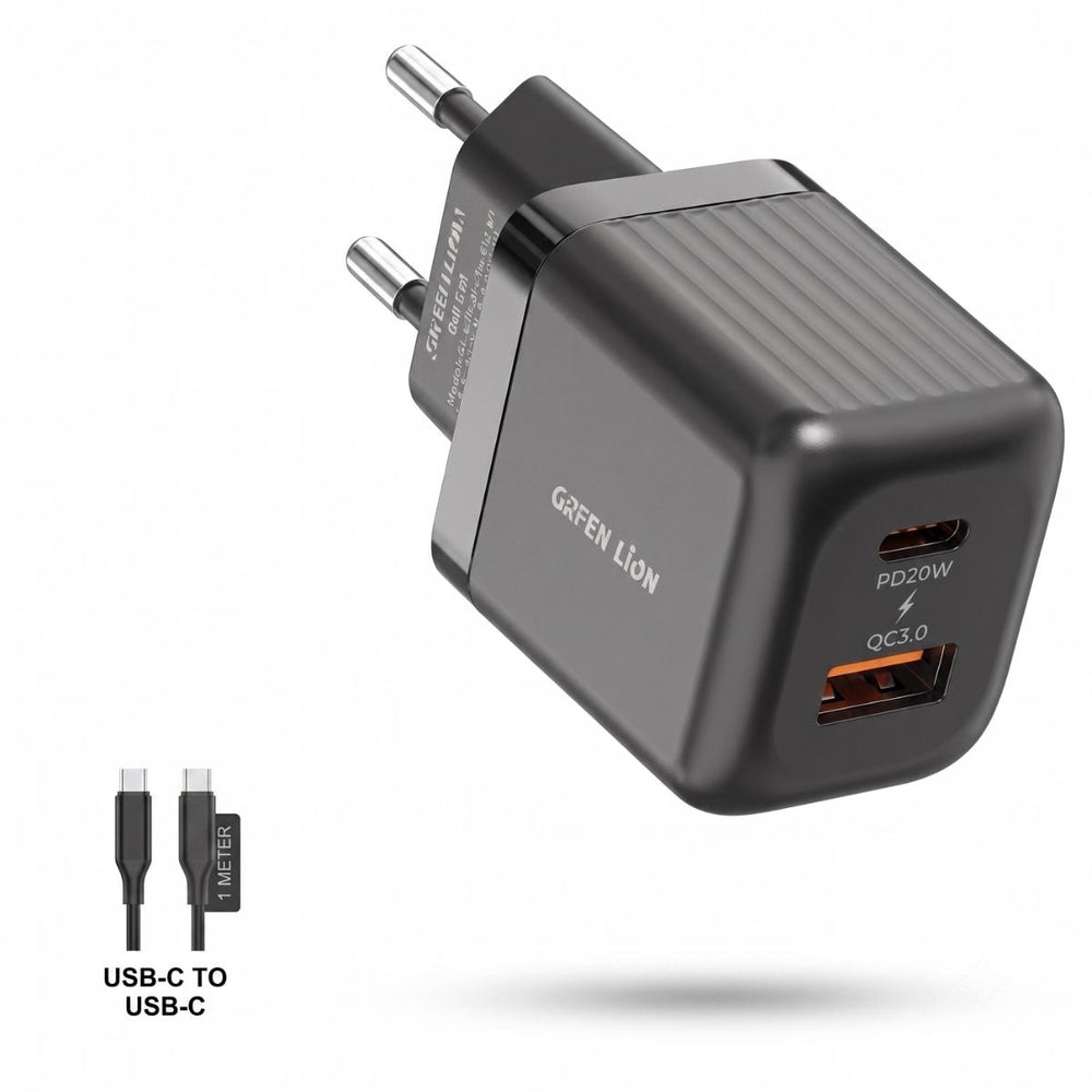 Green_Lion_Ultra_Compact_GaN_Wall_Charger_20W_PD__QC30_with_Type-C_Cable_-_Eu_Plug