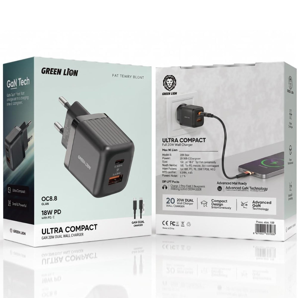 Green_Lion_Ultra_Compact_GaN_Wall_Charger_20W_PD__QC30_with_Type-C_Cable_-_Eu_Plug