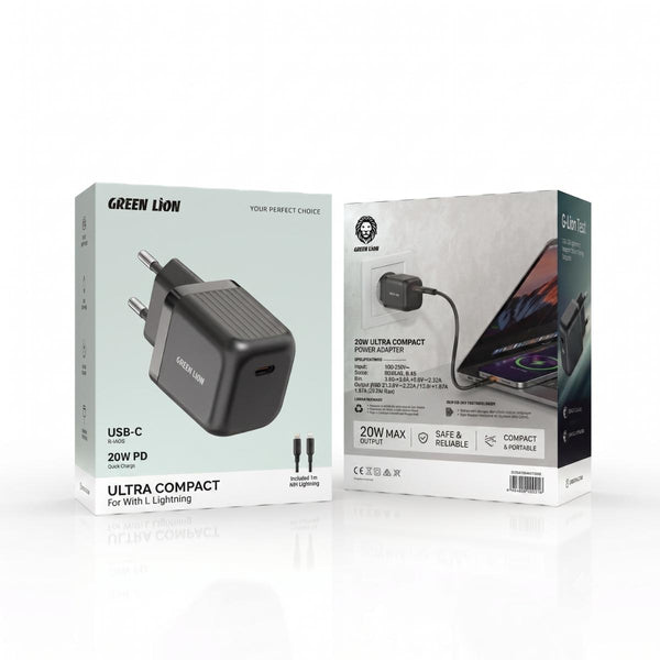 Green_Lion_Ultra_Compact_GaN_Wall_Charger_20W_USB-C_PD_with_Type-C_to_Lightning_Cable_-_Eu_Plug