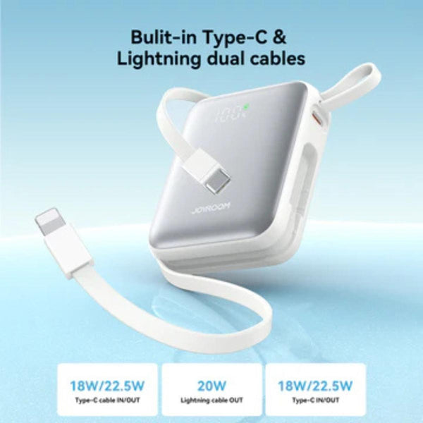 JOYROOM 22.5W mini Power Bank with Dual Cables 10000mAh JR-PBF27