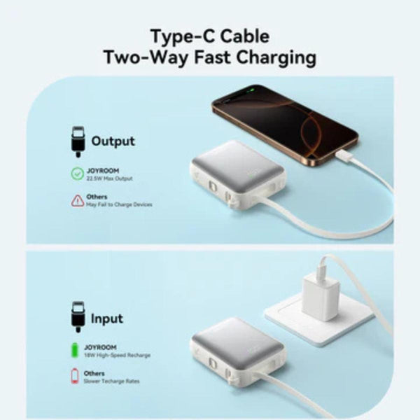 JOYROOM 22.5W mini Power Bank with Dual Cables 10000mAh JR-PBF27