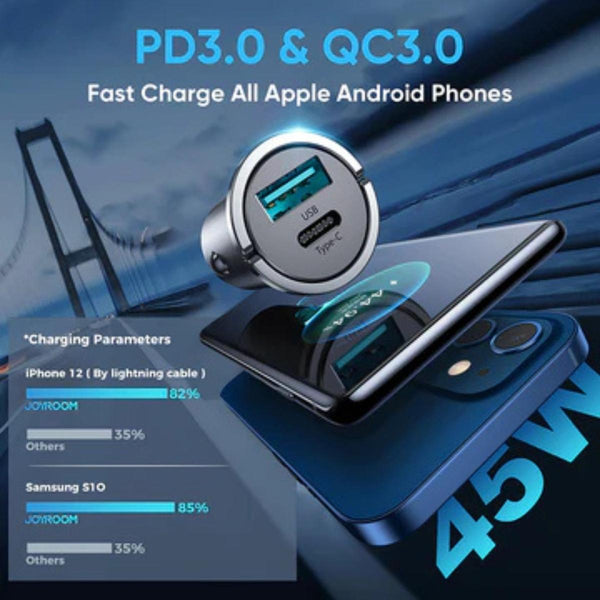 JOYROOM C-A35 45W Mini 2-Port Fast Car Charger