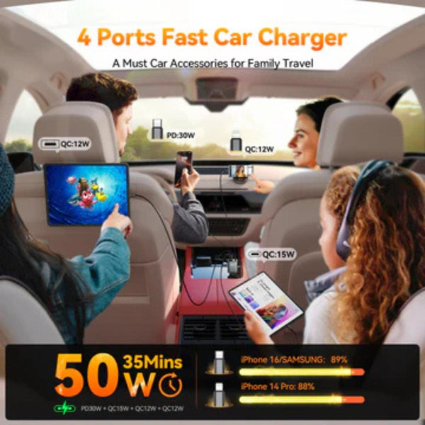 JOYROOM JR-CCL05 30W 4-in-1 Retractable Cable Car Charger