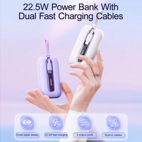 JOYROOM JR-L012 22.5W Powerbank-bulit-in 2in1 cable