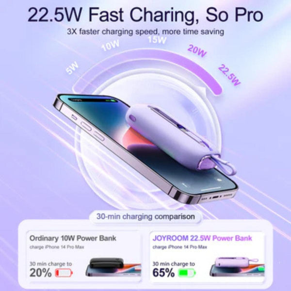 JOYROOM JR-L012 22.5W Powerbank-bulit-in 2in1 cable