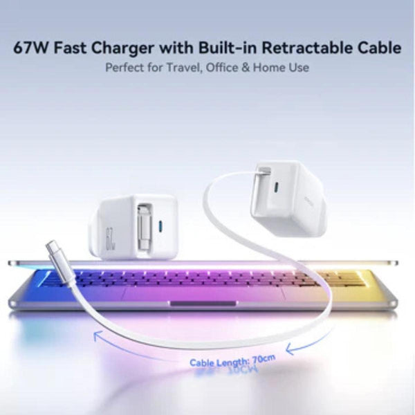 JOYROOM JR-TCL06 67W GaN Charger with Retractable Cable EU