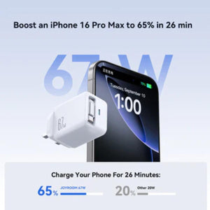JOYROOM JR-TCL06 67W GaN Charger with Retractable Cable EU
