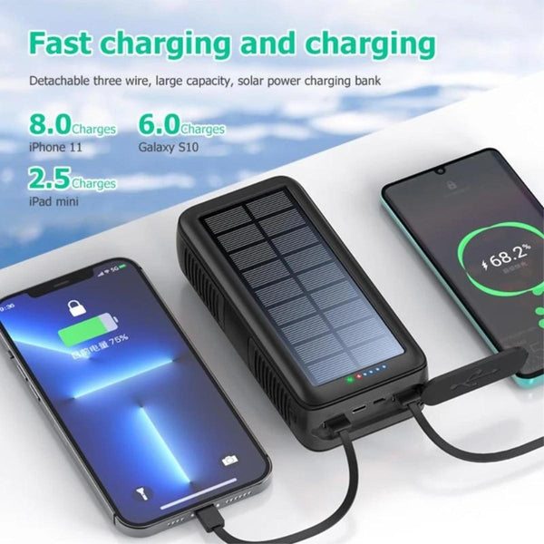PS-159 30000mAh Solar Power Bank with Built-in Cables