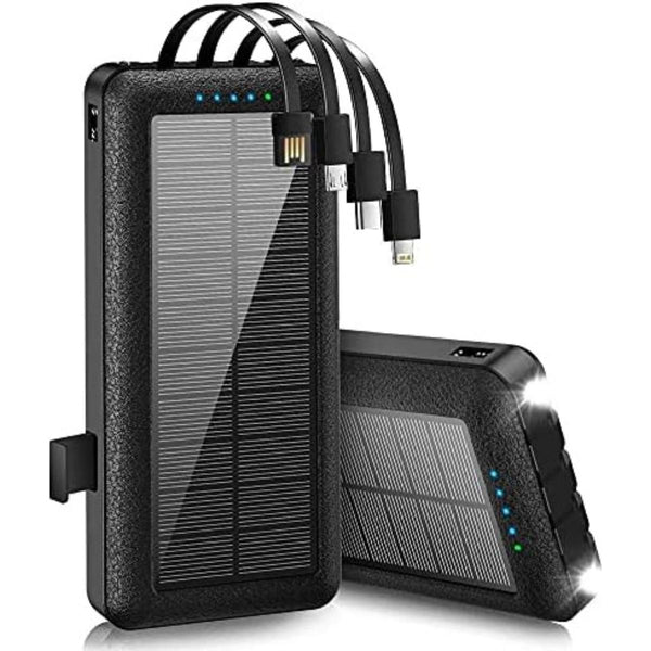 PS-159 30000mAh Solar Power Bank with Built-in Cables