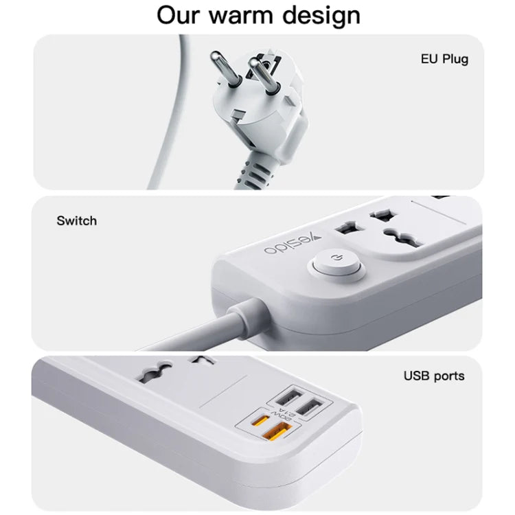 Yesido MC22 3 meters power Strip (EU fast charging)