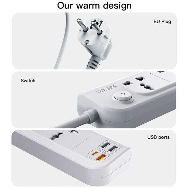 Yesido MC22 3 meters power Strip (EU fast charging)