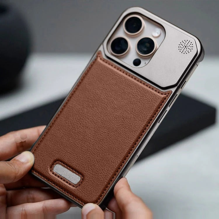 iPhone Leather Metal Frameless Aromatherapy MagSafe Case