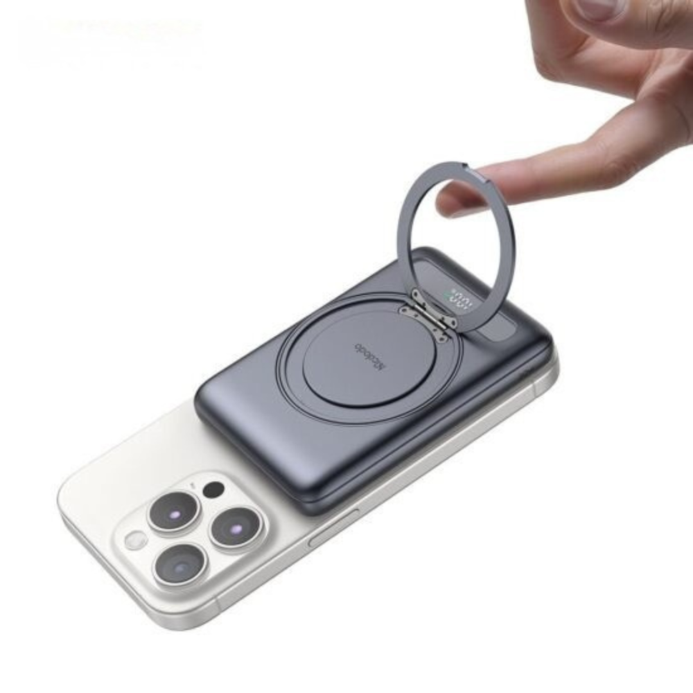 MCDODO MC-8361 20W Digital Display Metal Magnetic Power Bank 5000mAh Built-in 360° Ring Stand