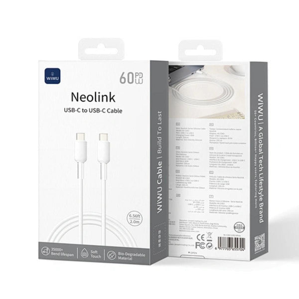 WiWU Crystal Clear 60W USB-C to USB-C Silicone Cable