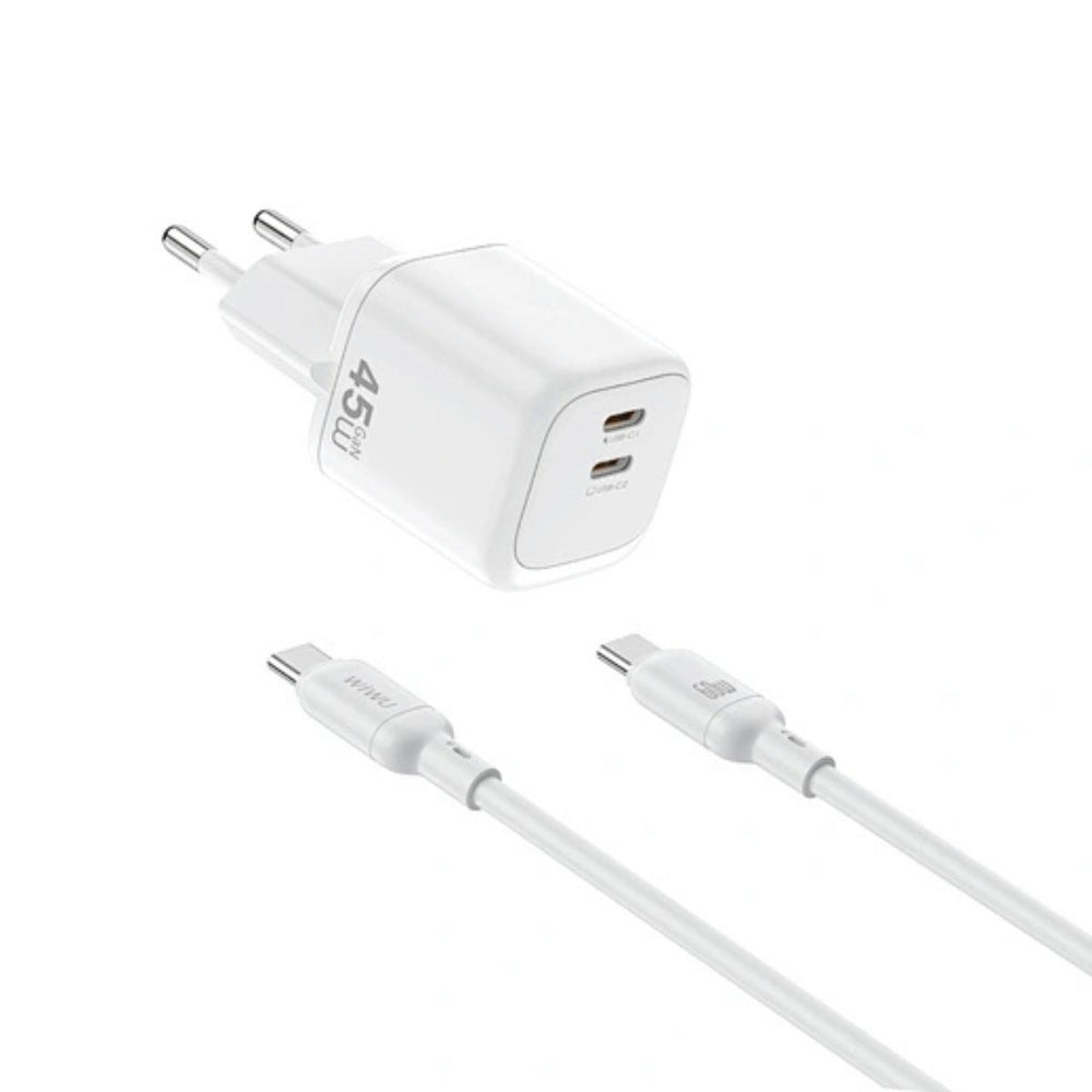 WiWU Cube 45W Dual USB-C Fast Travel Charger Combo