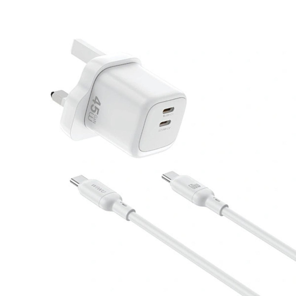 WiWU Cube 45W Dual USB-C Fast Travel Charger Combo