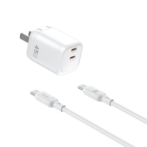 WiWU Cube 45W Dual USB-C Fast Travel Charger Combo