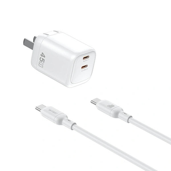 WiWU Cube 45W Dual USB-C Fast Travel Charger Combo