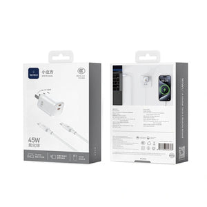 WiWU Cube 45W Dual USB-C Fast Travel Charger Combo