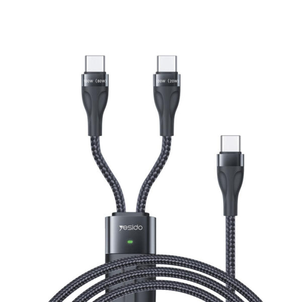YESDIDO CA88 2-in-1 Type-C to Dual Type-C 100W Charging Cable