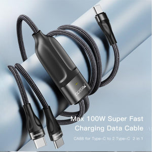 YESDIDO CA88 2-in-1 Type-C to Dual Type-C 100W Charging Cable