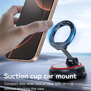 YESIDO C219 Compitable with MagSafe Car Phone Mount Stand Dual-Axis Folding 360 Degree Rotating Magnetic Suction Cup Holder