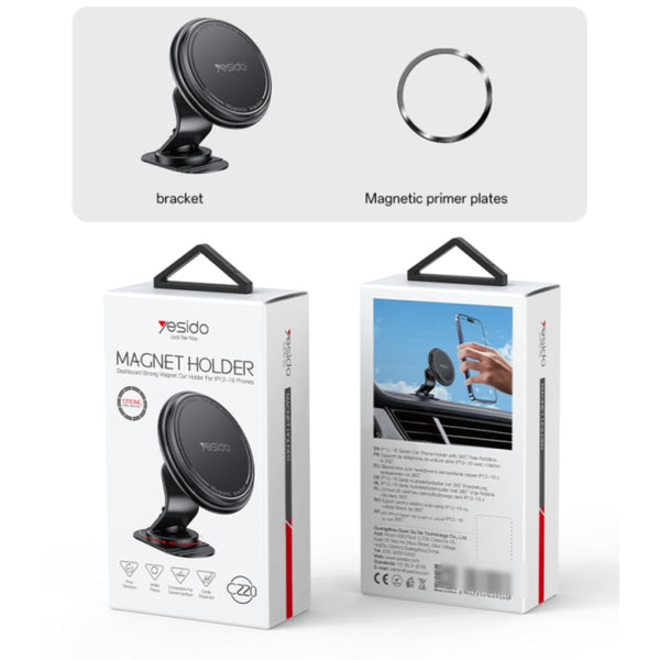 YESIDO C220 Magnetic Stand 360 Degree Rotating Car Mount Phone Holder for iPhone 12-16 Series