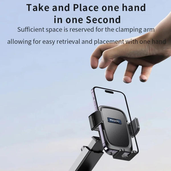 YESIDO C262 Suction Cup Phone Car Holder Retractable Long Arm Triangular Bracket