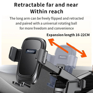 YESIDO C262 Suction Cup Phone Car Holder Retractable Long Arm Triangular Bracket