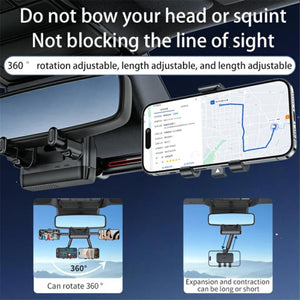 YESIDO C265 Car Rearview Mirror Phone Holder 360 Degree Rotating Mobile Phone Braceket