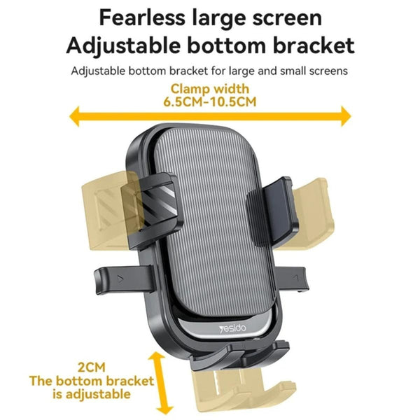 YESIDO C267 Suction Press Car Phone Mount Dashboard Phone Holder for 4.7-7.2 Inch Cell Phones 360-Degree Rotation