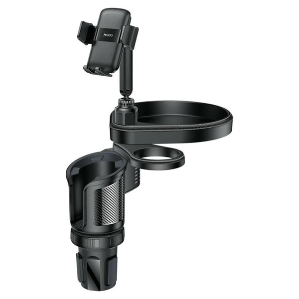 YESIDO C274 Multifunctional Organizer Car Cup Holder Food Tray with Expandable Base Drink Rack Phone Stand