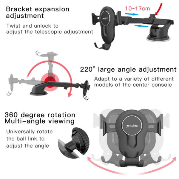 YESIDO C44 Gravity Sensor Car Phone Holder
