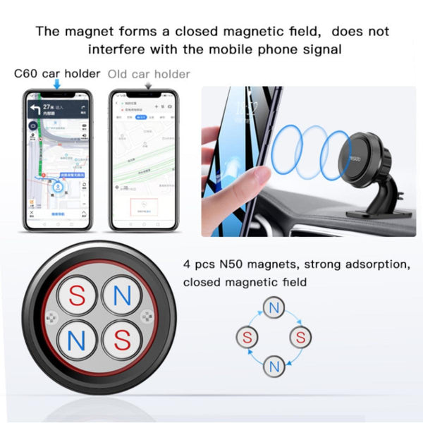YESIDO C60 Rotating Magnetic Dashboard Phone Holder