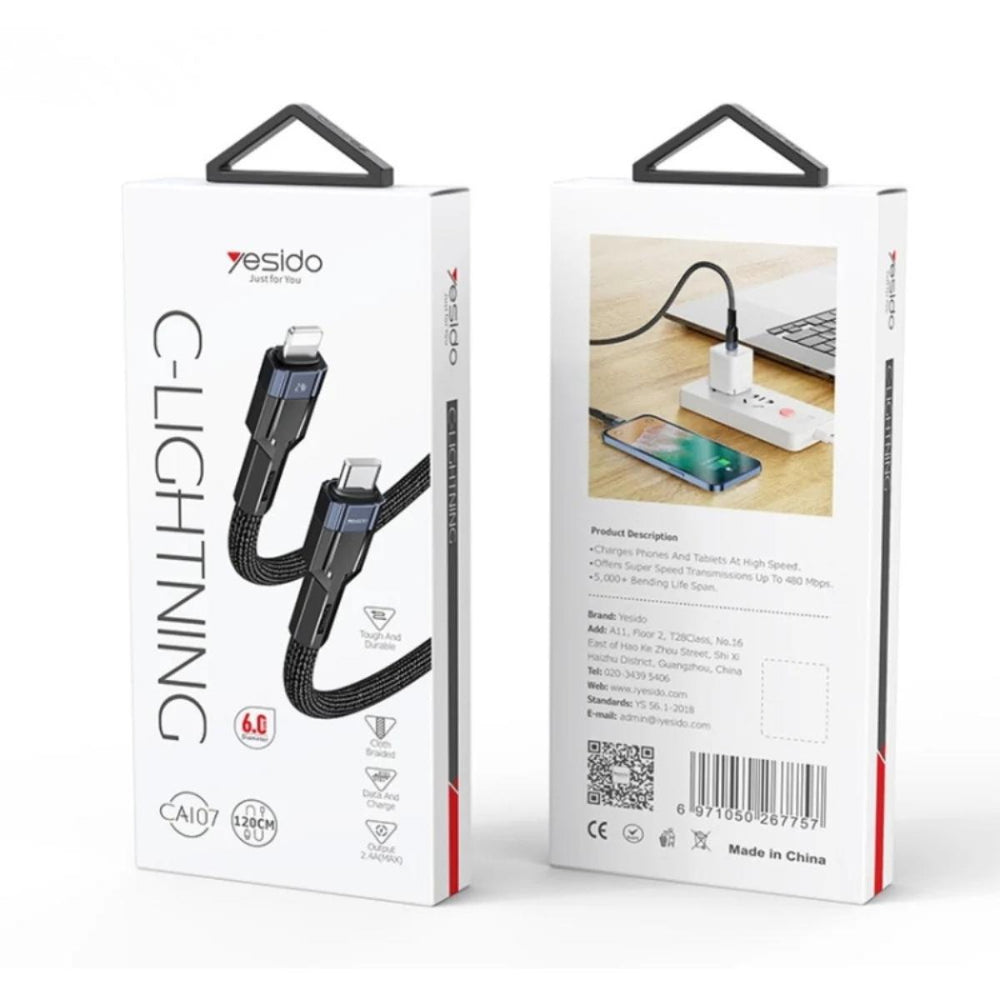 YESIDO CA107 24W Type-C to Lightning Data Cable