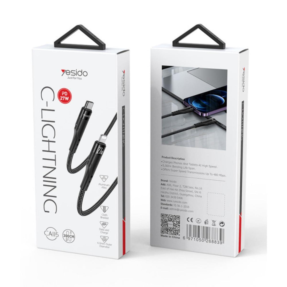 YESIDO CA115 Type-C to Lightning PD Fast Charging Cable