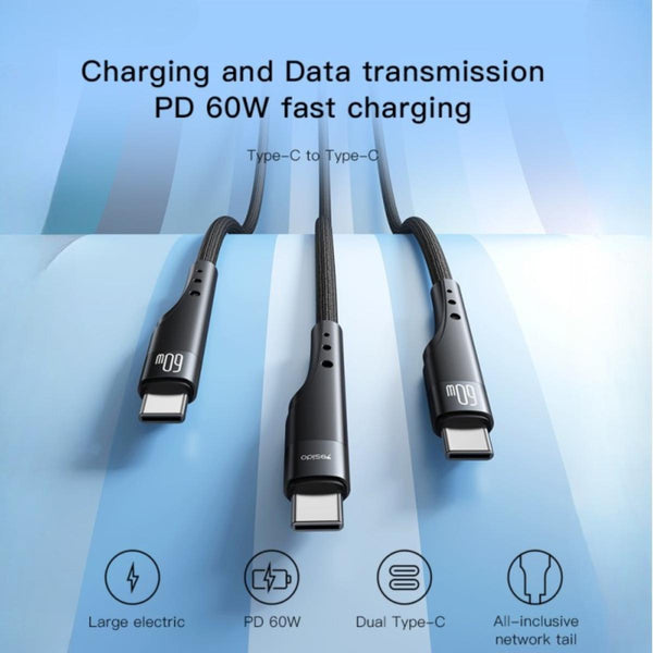  YESIDO CA116 Type-C to Type-C 60W Fast Charging Cable
