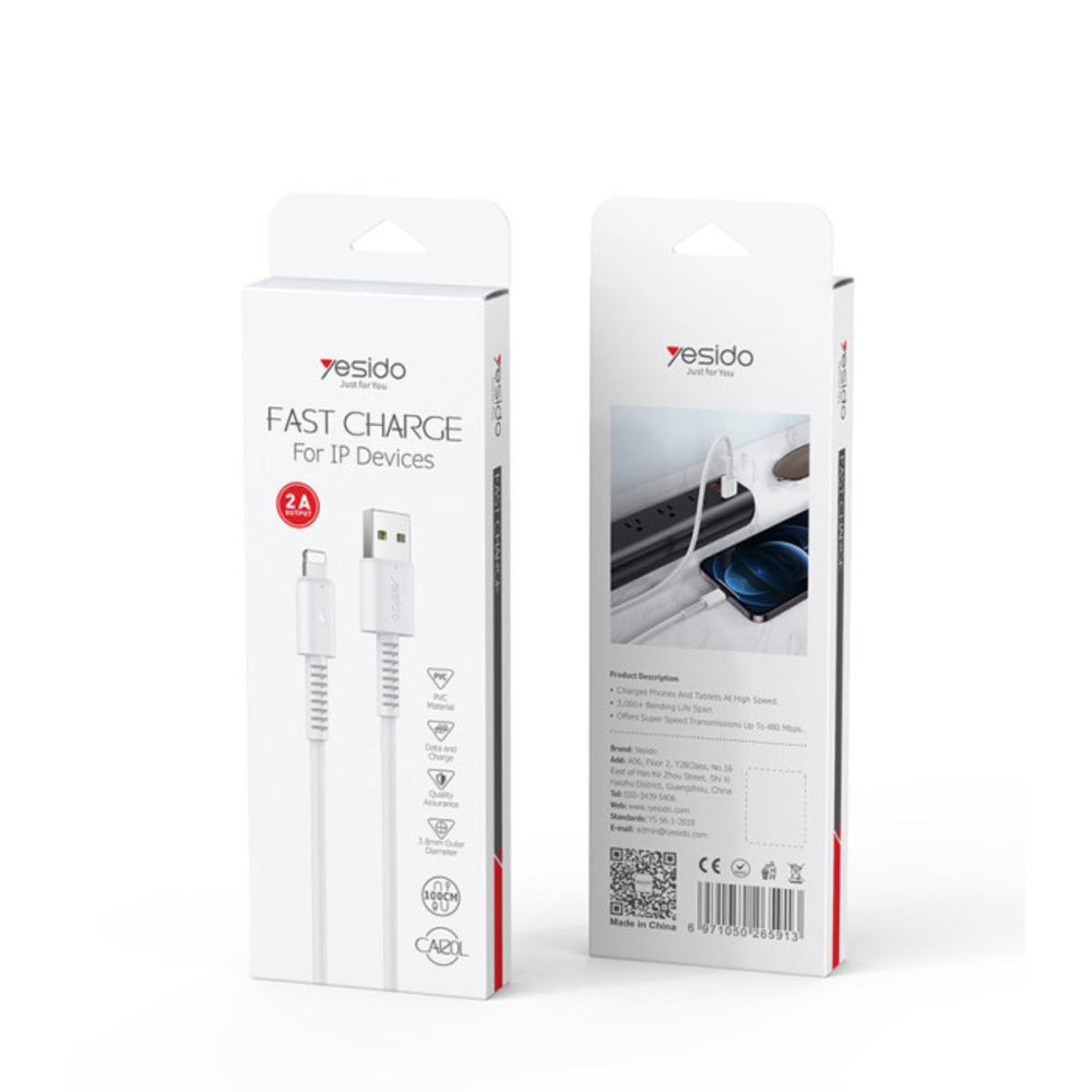 YESIDO CA120 PVC Data Cable USB To Lightning