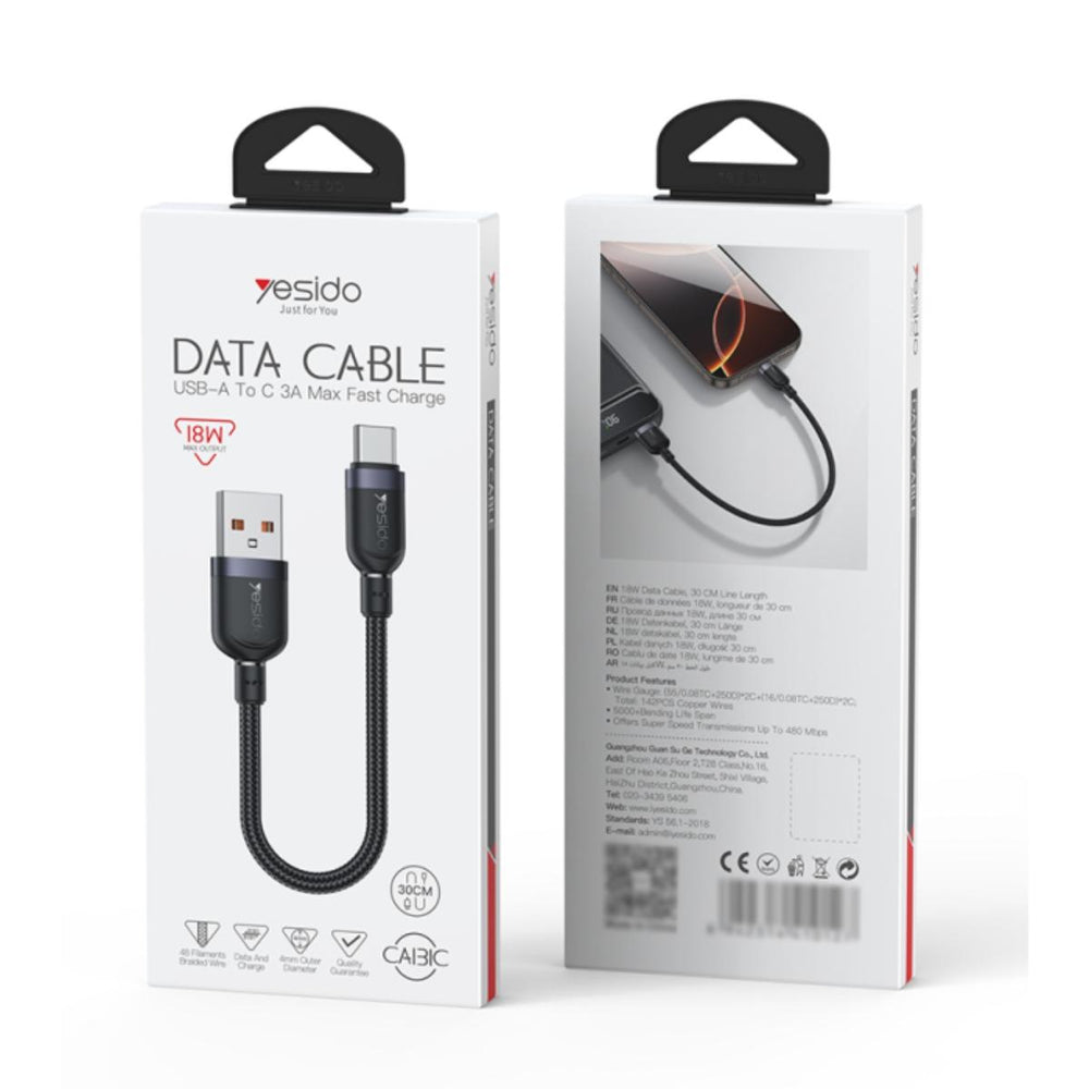 YESIDO CA132C 1.2 Meter 18W Fast Charging USB to Type-C Data Cable