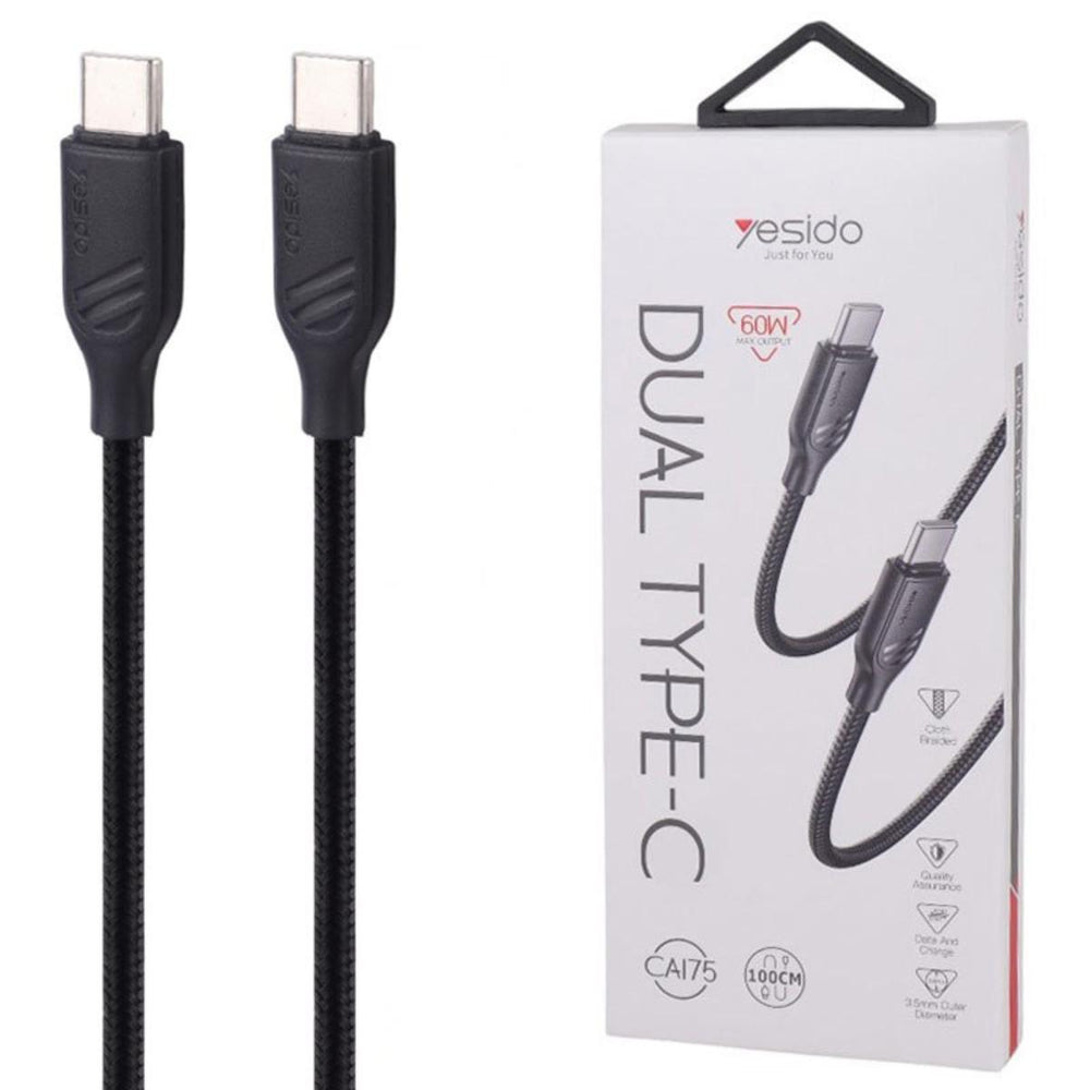 YESIDO CA175 1M Dual Type-C 60W Fast Charging Cable