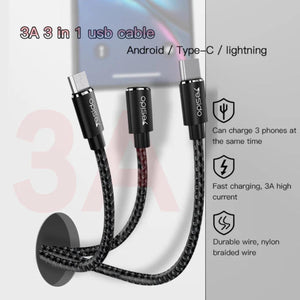 YESIDO CA60 3-in-1 USB Multi Charging Cable