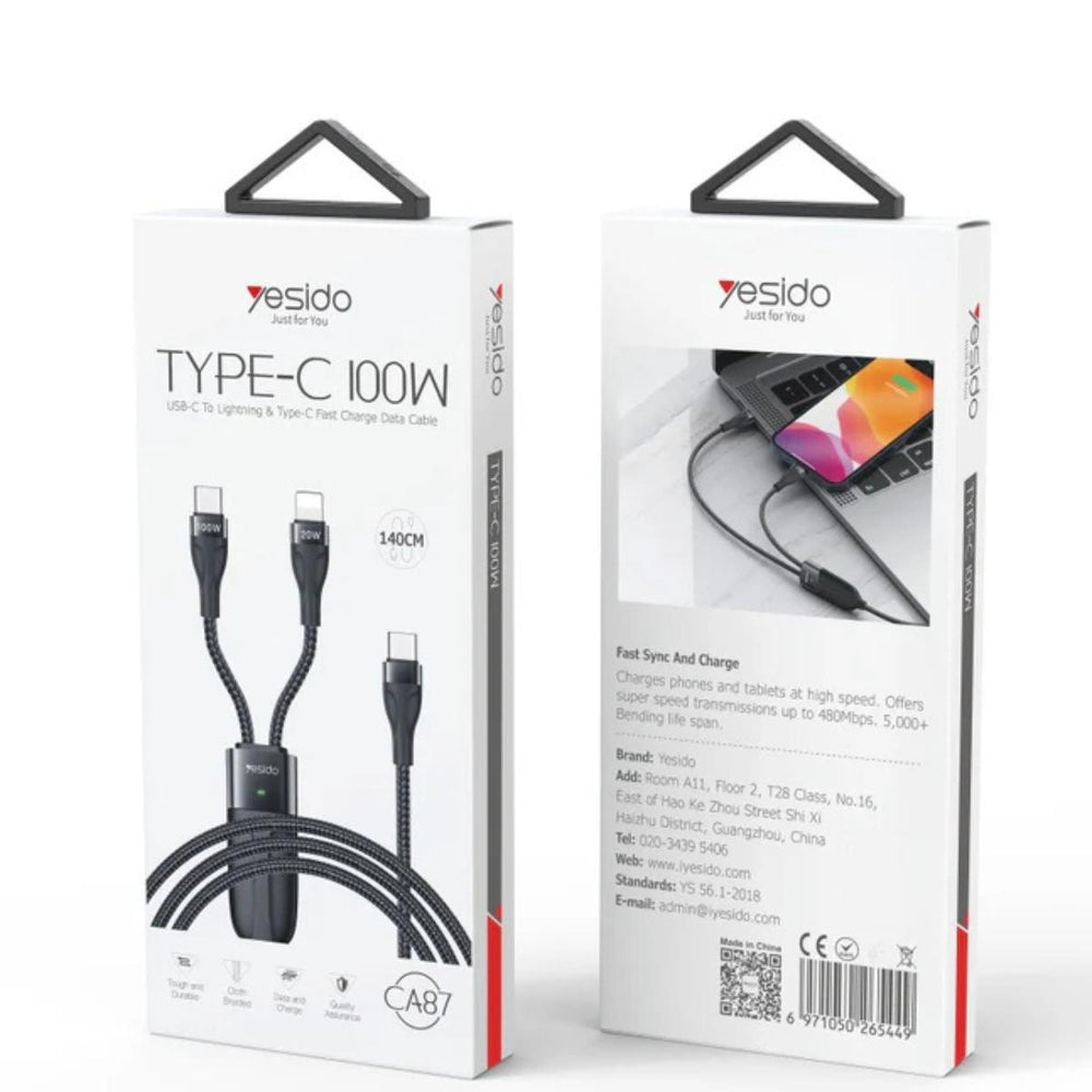 YESIDO CA87 2-in-1 Lightning & Type-C Data Cable
