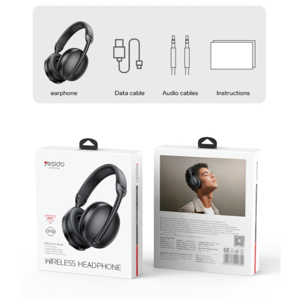 YESIDO EP08 ANC Wireless Over-Ear Headphones